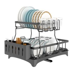 Detachable 2-Tier Dish Rack Drainer Organizer