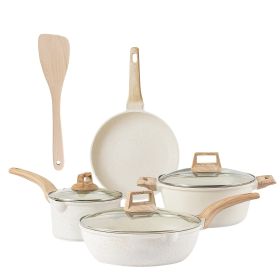 White Nonstick Granite Coating Pot and Pan Set