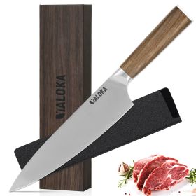 YALOKA 8-Inch Japanese Knife With Natural Wood Handle