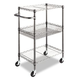 3-Tier Metal Kitchen/Utility Cart with Adjustable Shelves & Casters