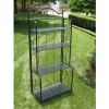 Folding Black Metal Bakers Rack with 4-Tier Lattice Shelves