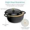 6 Quart Large Black Enamel Cast-Iron Dutch Oven