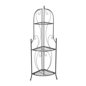 3-Shelf Black Metal Corner Bakers Rack for Kitchens