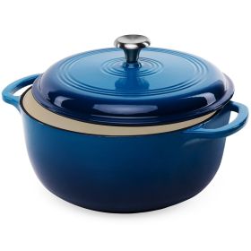 6 Quart Large Blue Enamel Cast-Iron Dutch Oven