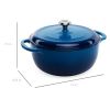 6 Quart Large Blue Enamel Cast-Iron Dutch Oven