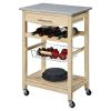 Natural Wood Kitchen Island with Granite Top