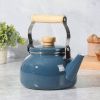 1.5 Qt Steel Enamel Teapot with Wood Handle