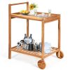 Solid Wood Rolling Serving Cart & Kitchen Island