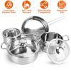 Fast Even Heat Induction Pots Pans Set Dishwasher Safe
