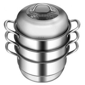 Glass Lid Multi-Tier Stainless Steel Steamer Set