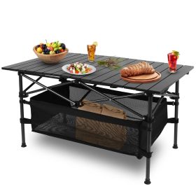 Portable Folding Camping Table with Storage Basket