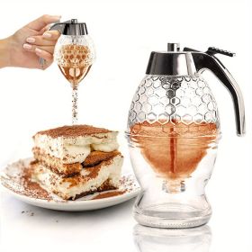 Honey Dispenser: No Drip Honey Comb Shaped Pot with Stand