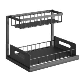 Durable 2-Tier Sliding Under Sink Storage Organizer