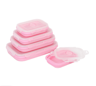 Reusable Pizza Storage Container - Space-Saving & Microwave-Safe (Color: Pink, size: 550ML)