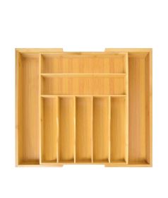 Expandable Bamboo Drawer Organizer - Adjustable & Space Saving (Color: Natural B)
