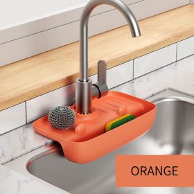 Kitchen Sink Splash Guard - Easy Clean & Dry Countertop (Color: Orange)