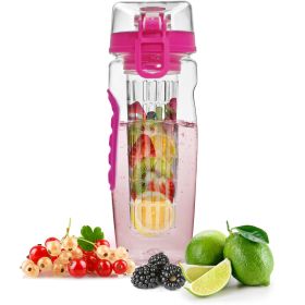 32oz Fruit Infusion Water Bottle - Healthy & Hydrating (Color: Pink)