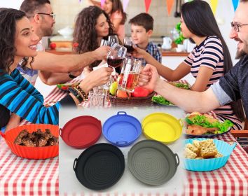 2 Pcs Reusable Silicone Air Fryer Liners: Food Safe & Easy Clean (Color: Red)