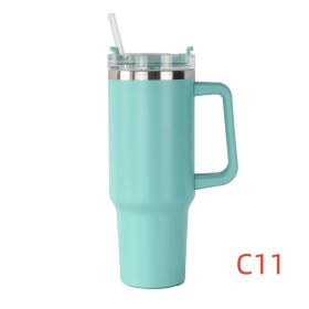 40oz Travel Mug with 3-Position Lid - Handle & Straw Option (Capacity: 1200ml, Color: C11)