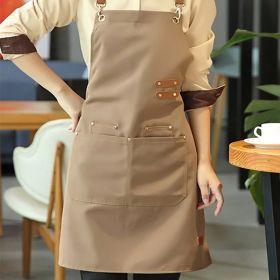 Waterproof & Oil-Proof Apron - Durable with Pockets (29.5in) (Color: Light Brown)