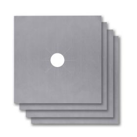 4-Pack Reusable Nonstick Stovetop Burner Protector Liners (Color: Silver)