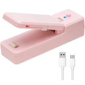2-in-1 USB Rechargeable Mini Bag Sealer & Cutter for Food Storage (Color: Pink)